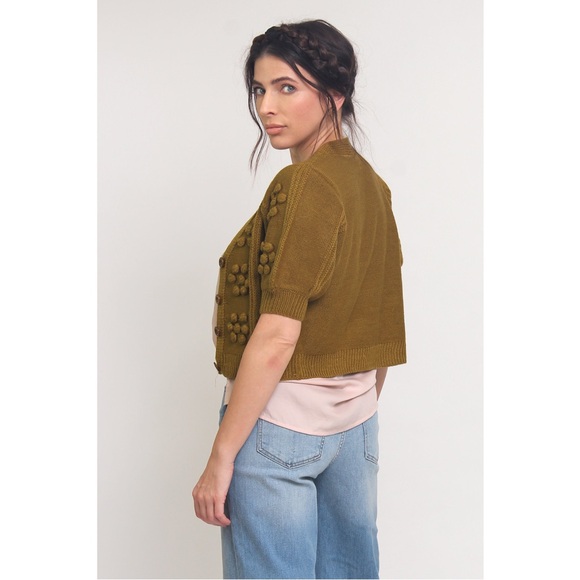 Endless Blu Puff Sleeve Pom Pom Cardigan - Picture 5 of 11